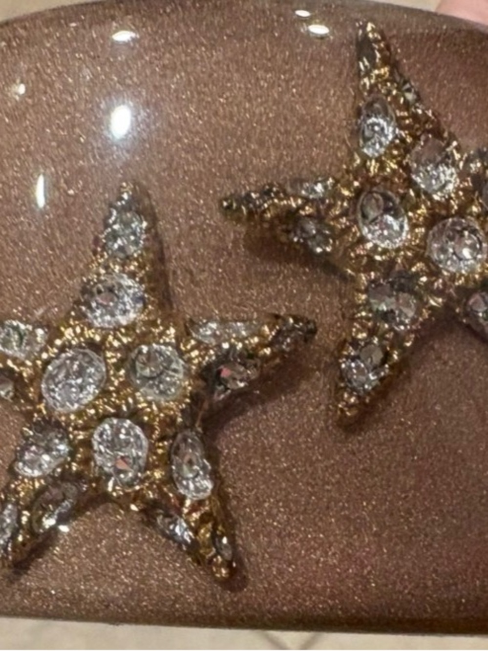 Roberto Cavalli Shimmering Brown Resin Cuff with Crystal Star Accents - Picture 3 of 3